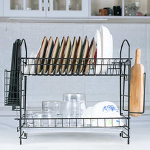 Load image into Gallery viewer, Aluminium Alloy Dish Rack Kitchen Organizer Storage Drainer Drying Plate Shelf Sink Supplies Knife and Fork Container
