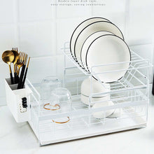 Load image into Gallery viewer, Aluminium Alloy Dish Rack Kitchen Organizer Storage Drainer Drying Plate Shelf Sink Supplies Knife and Fork Container

