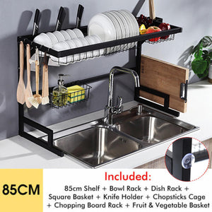 Aluminium Alloy Dish Rack Kitchen Organizer Storage Drainer Drying Plate Shelf Sink Supplies Knife and Fork Container