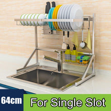 Load image into Gallery viewer, 1/2Tier Multi-use Stainless Steel Dishes Rack Dual Sink Drain Rack Adjustable Kitchen Oragnizer Rack Dish Shelf Sink Drying Rack
