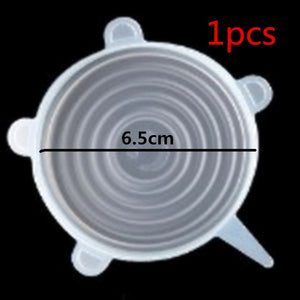 6 Pcs Reusable Food Packaging Cover Silicon Food Fresh-Keep Sealing Cap Vacuum Stretch Silicone Lids Kitchen Silicone Cover