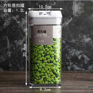 Recipiente de armazenamento de alimentos caixa de armazenamento de cozinha de plástico tanque de armazenamento multigrain transparente latas seladas fáceis de fivela multi-capacidade