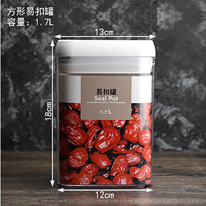 Recipiente de armazenamento de alimentos caixa de armazenamento de cozinha de plástico tanque de armazenamento multigrain transparente latas seladas fáceis de fivela multi-capacidade