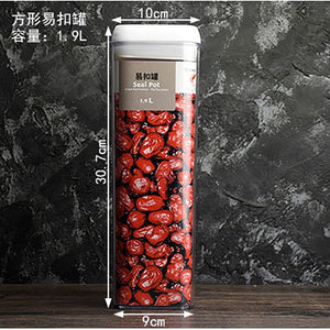 Recipiente de armazenamento de alimentos caixa de armazenamento de cozinha de plástico tanque de armazenamento multigrain transparente latas seladas fáceis de fivela multi-capacidade