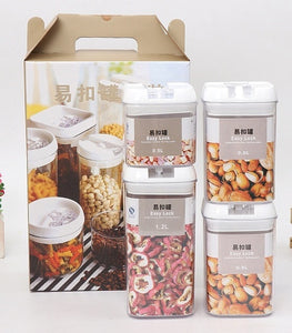 Recipiente de armazenamento de alimentos caixa de armazenamento de cozinha de plástico tanque de armazenamento multigrain transparente latas seladas fáceis de fivela multi-capacidade