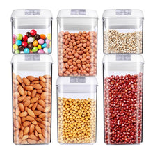 Load image into Gallery viewer, Recipiente de armazenamento de alimentos caixa de armazenamento de cozinha de plástico tanque de armazenamento multigrain transparente latas seladas fáceis de fivela multi-capacidade
