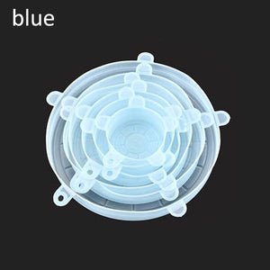 6pcs Pot Cover Silicone Stretch Lids Durable Reusable Food Save Cover Heat Resisting Fits All Sizes and Shapes Containers
