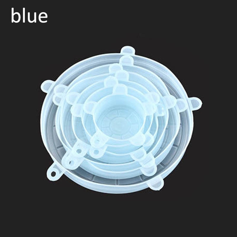 6pcs Pot Cover Silicone Stretch Lids Durable Reusable Food Save Cover Heat Resisting Fits All Sizes and Shapes Containers